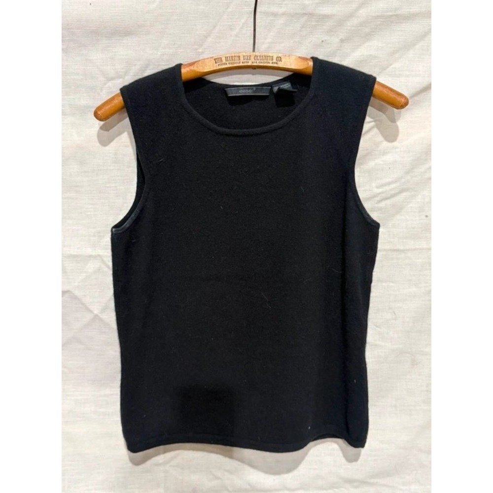 Easel Black Cashmere Crew Neck Sleeveless Sweater Tank Top Medium